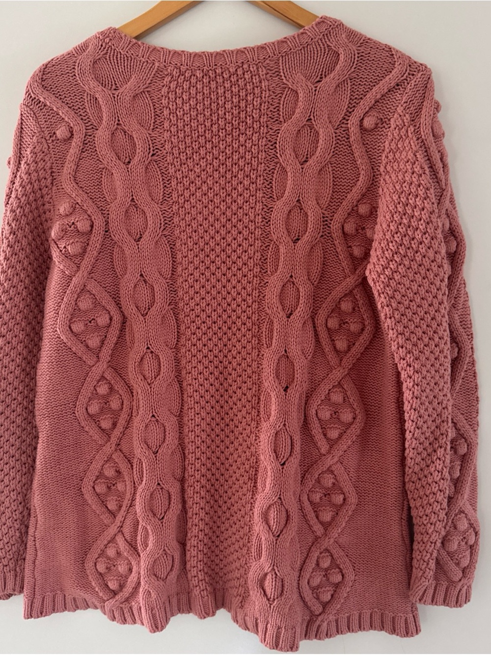Coldwater Creek Cabled Crew Neck Shaker Sweater Womens Medium Pink Bobble Knit - Picture 6 of 10
